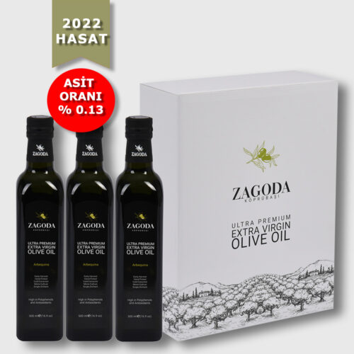 Zagoda Arbequina Natürel Sızma Zeytinyağı 2022 Hasat 3 Adet 500 ml Cam Şişe