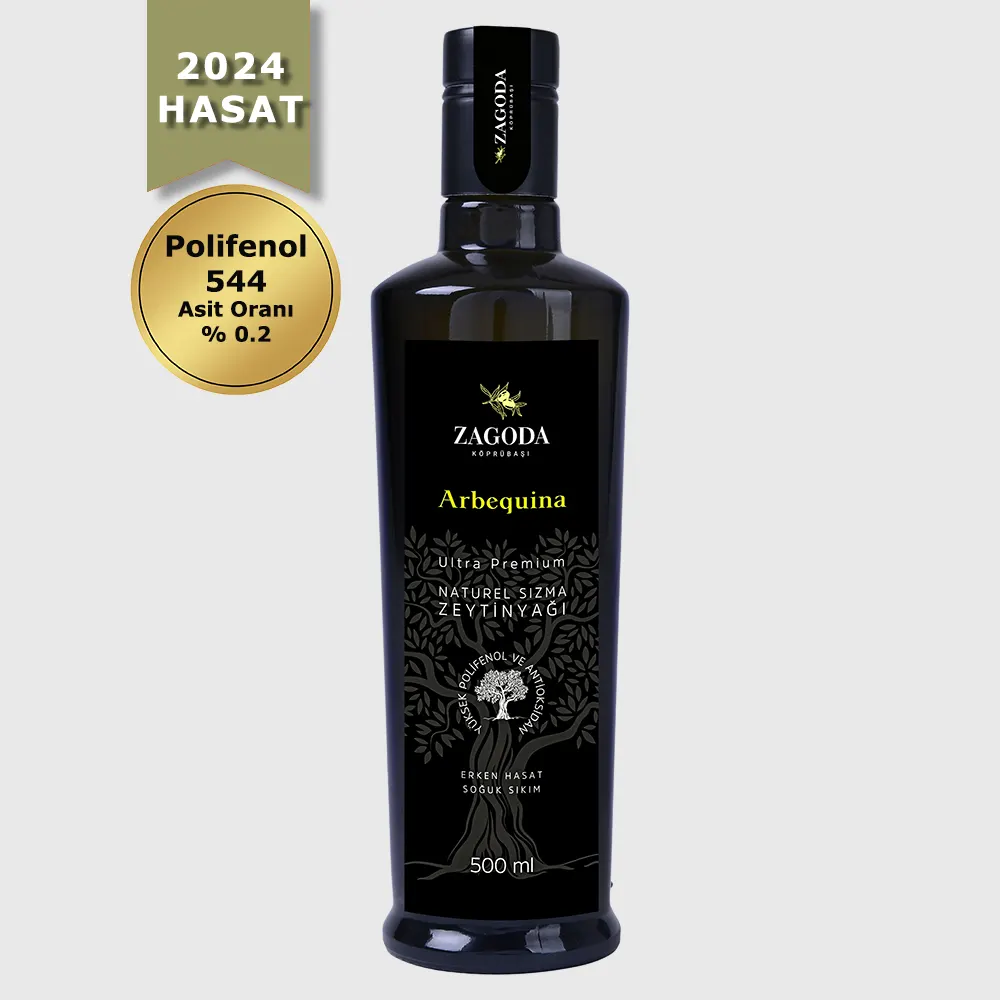 Zagoda Arbequina Natürel Sızma Zeytinyağı 500 ml Cam Şişe 2024 Hasat Erken Hasat