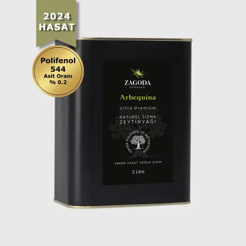 Zagoda Arbequina Natürel Sızma Zeytinyağı 2 Litre Teneke 2024 Hasat Erken Hasat