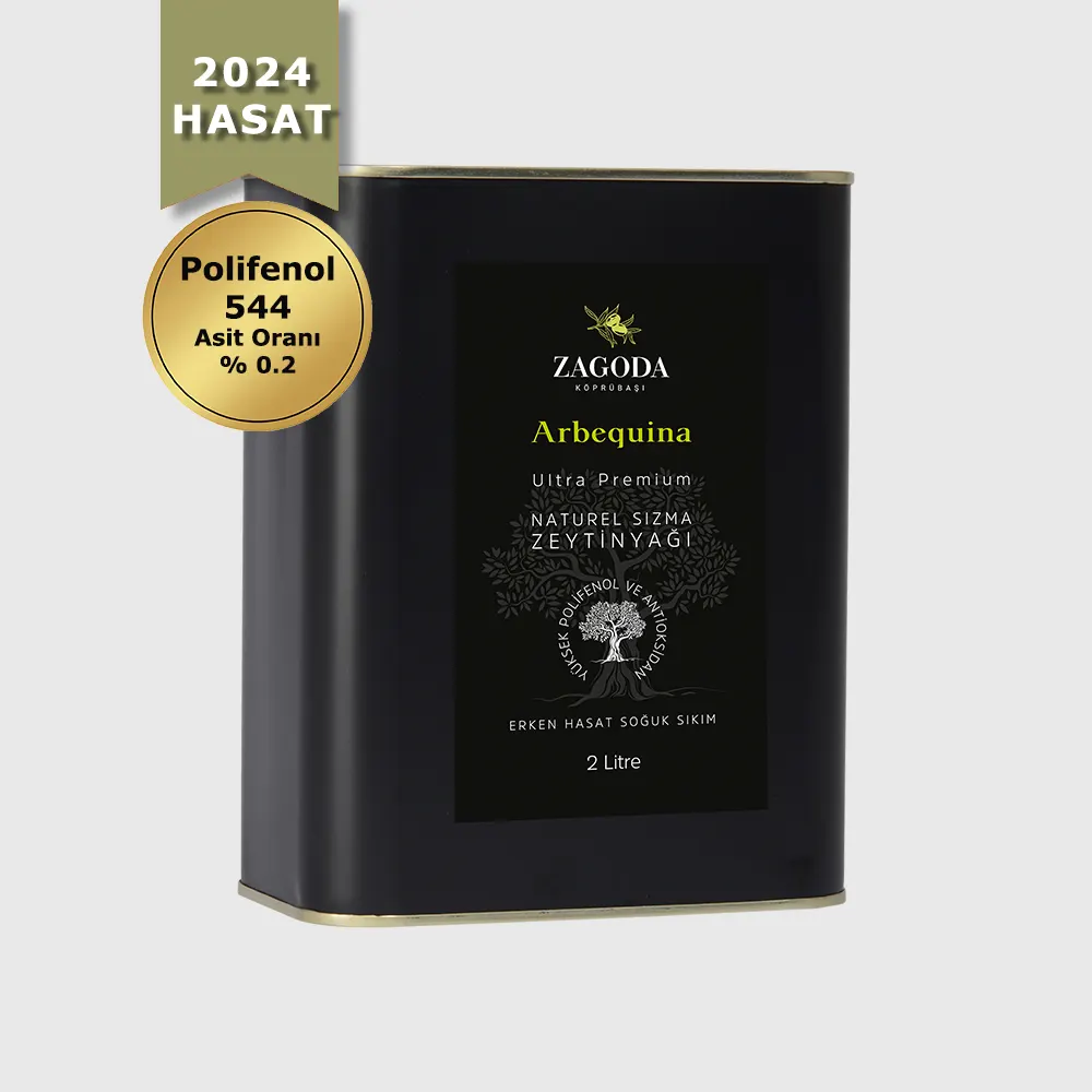 Zagoda Arbequina Natürel Sızma Zeytinyağı 2 Litre Teneke 2024 Hasat Erken Hasat