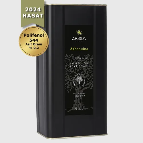 Zagoda Arbequina Natürel Sızma Zeytinyağı 5 Litre Teneke 2024 Hasat Erken Hasat