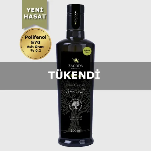Zagoda Arbequina Natürel Sızma Zeytinyağı 500 ml Cam Şişe 2024 Yılı En Erken Hasat