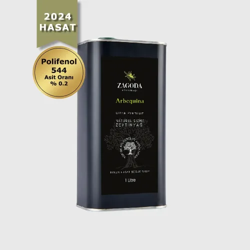 Zagoda Arbequina Natürel Sızma Zeytinyağı 1 Litre Teneke 2024 Hasat Erken Hasat
