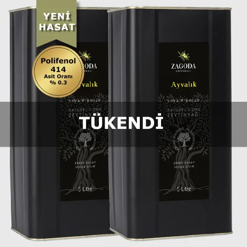 Zagoda Ayvalık Natürel Sızma Zeytinyağı 2 Adet 5 Litre Teneke 2024 Yılı En Erken Hasat