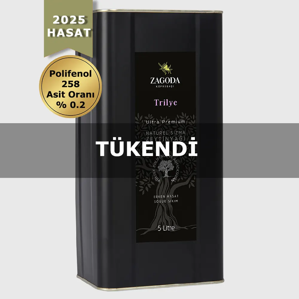 Zagoda Trilye Natürel Sızma Zeytinyağı 5 Litre Teneke 2025 Hasat Erken Hasat