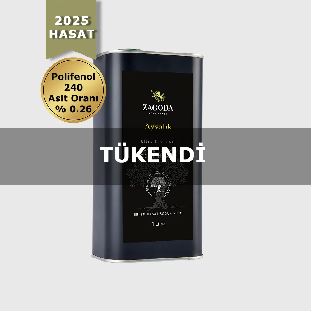 Zagoda Ayvalık Natürel Sızma Zeytinyağı 1 Litre Teneke 2025 Hasat Erken Hasat