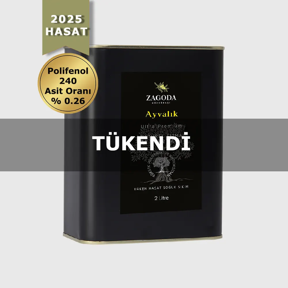 Zagoda Ayvalık Natürel Sızma Zeytinyağı 2 Litre Teneke 2025 Hasat Erken Hasat