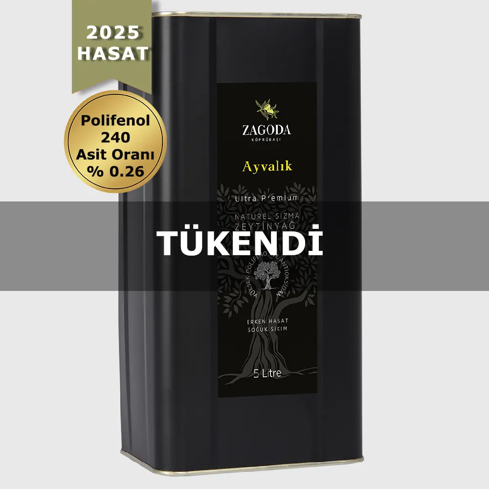 Zagoda Ayvalık Natürel Sızma Zeytinyağı 5 Litre Teneke 2025 Hasat Erken Hasat