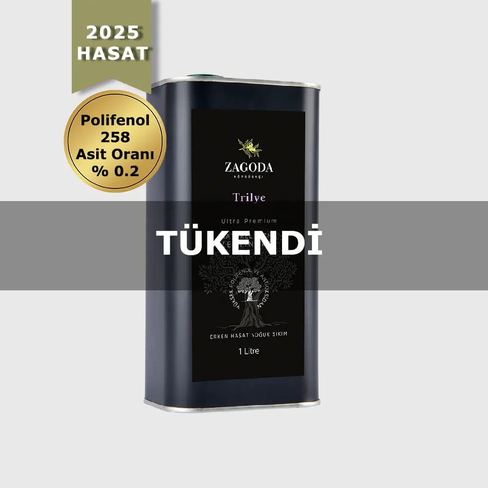 Zagoda Trilye Natürel Sızma Zeytinyağı 1 Litre Teneke 2025 Hasat Erken Hasat