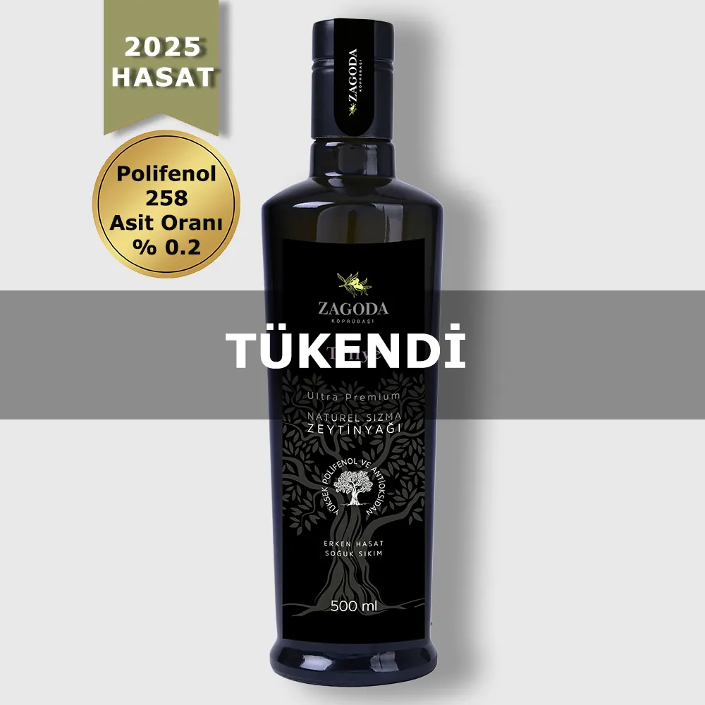 Zagoda Trilye Natürel Sızma Zeytinyağı 500 ml Cam Şişe 2025 Hasat Erken Hasat