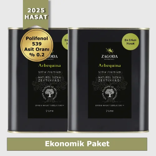 Zagoda Arbequina Natürel Sızma Zeytinyağı 2 Adet 2 Litre Teneke 2025 Hasat En Erken Hasat Ekonomik