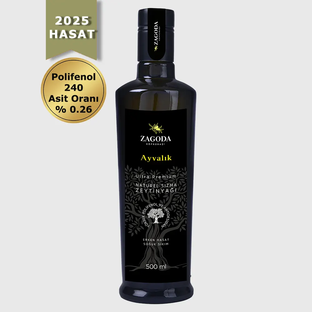 Zagoda Ayvalık Natürel Sızma Zeytinyağı 500 ml 2025 Hasat Erken Hasat