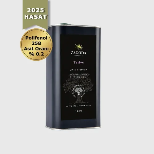 Zagoda Trilye Natürel Sızma Zeytinyağı 1 Litre Teneke 2025 Hasat Erken Hasat