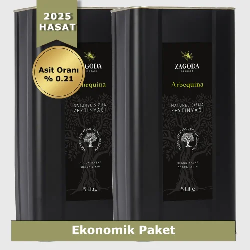 Zagoda Yemeklik Natürel Sızma Zeytinyağı 2 Adet 5 Litre Teneke 2025 Hasat Olgun Hasat Ekonomik